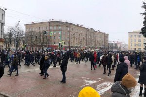 На акции в поддержку А. Навального в Брянске 23 января 2021 г. (фото: newsbryansk.ru)